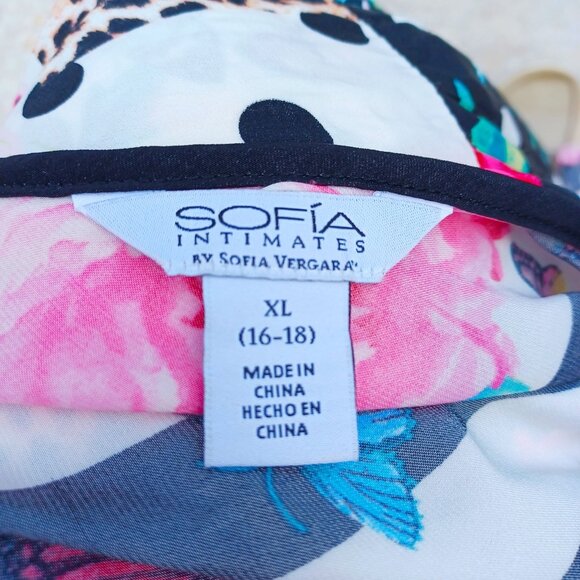 Floral & Leopard Print Maxi Dress XL By Sofia Intimates fairycore patchwork - Picture 6 of 7